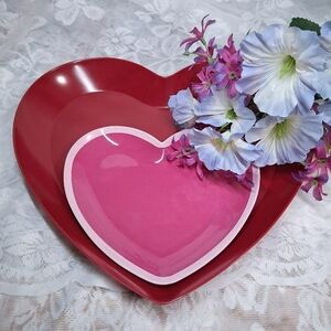 Melamine Heart Plates Valentines Day Decor Pink Red